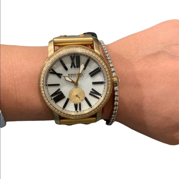 Brera Orologi Accessories - Brera Orologi Gold Tone Watch with Diamonds and Rubber Strap 38mm